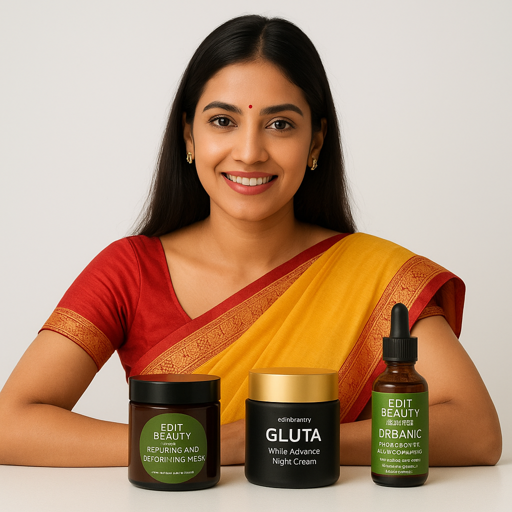 Edit Beauty Combo – Hair Growth Elixir Oil + Gluta White Advance Night Cream + Moroccan Face Mask | Complete Repair & Glow Kit