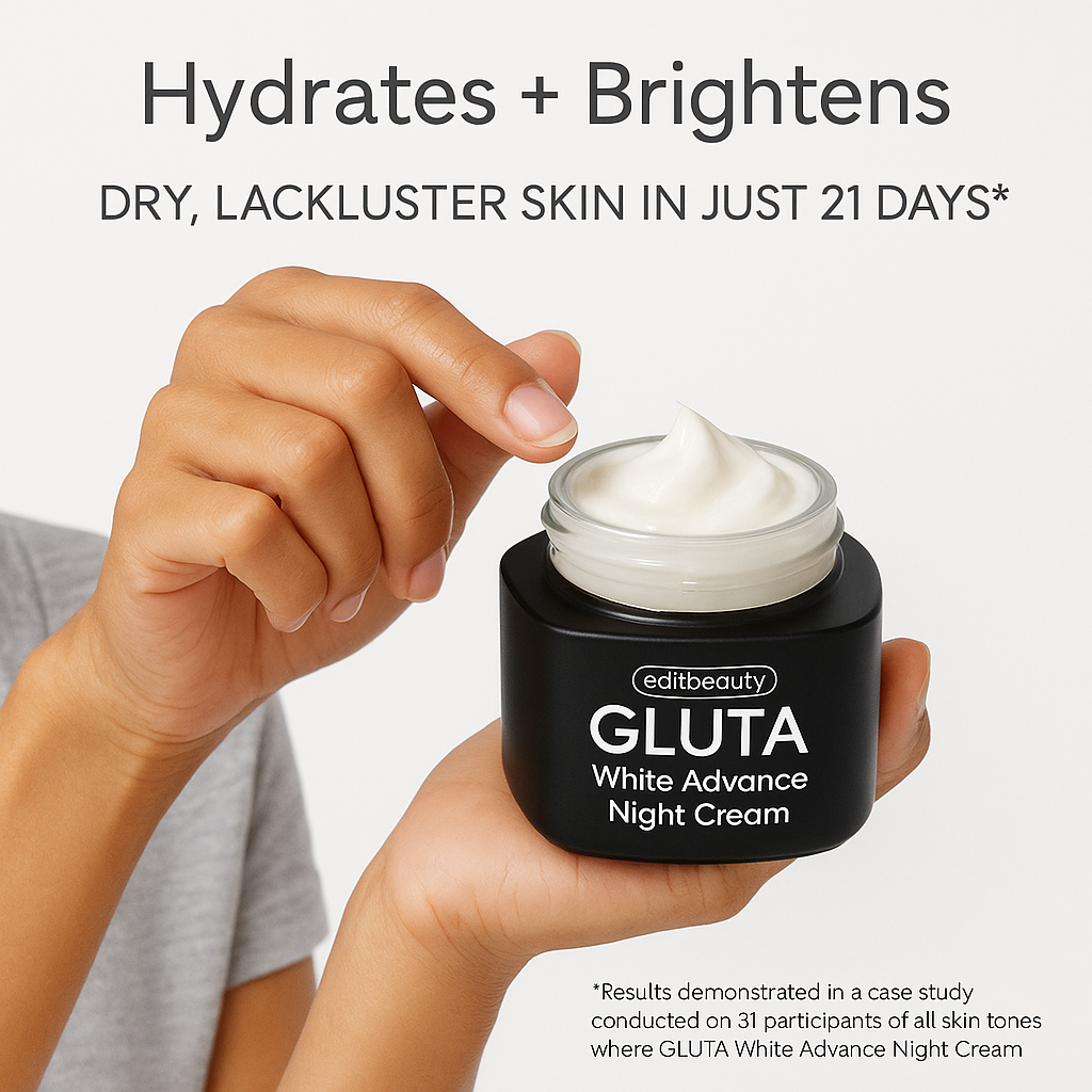 Edit Beauty | GlutaWhite Advance Night Cream – 30g | Hydrating & Whitening Night Cream with Hyaluronic Acid & Niacinamide | Get Results In 2 Weeks