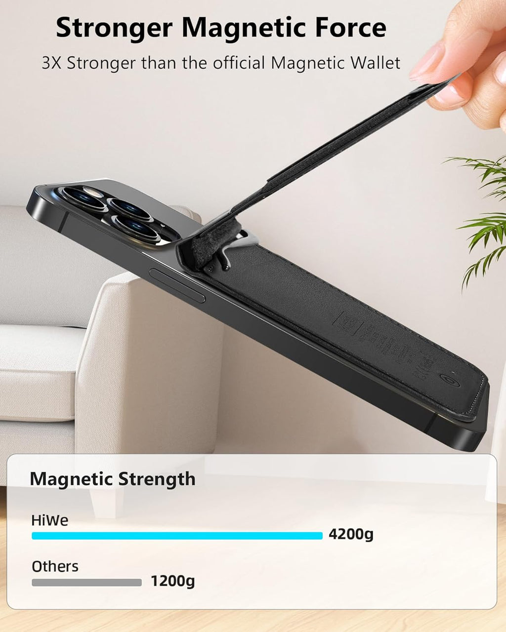 for MagSafe Wallet Stand with Money Clip, Anti-Lost Magnetic Wallet for iPhone 17/16/15/14/13/12 Series, Works with Apple Find My, 8 Cards Holder, Leather RFID for iPhone Wallets, Black