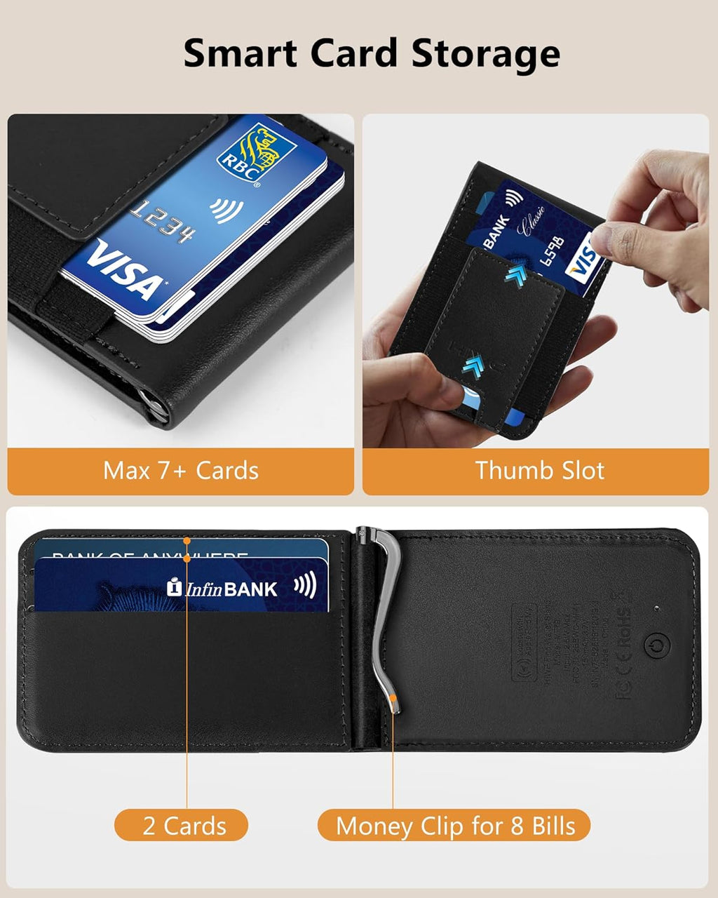 for MagSafe Wallet Stand with Money Clip, Anti-Lost Magnetic Wallet for iPhone 17/16/15/14/13/12 Series, Works with Apple Find My, 8 Cards Holder, Leather RFID for iPhone Wallets, Black