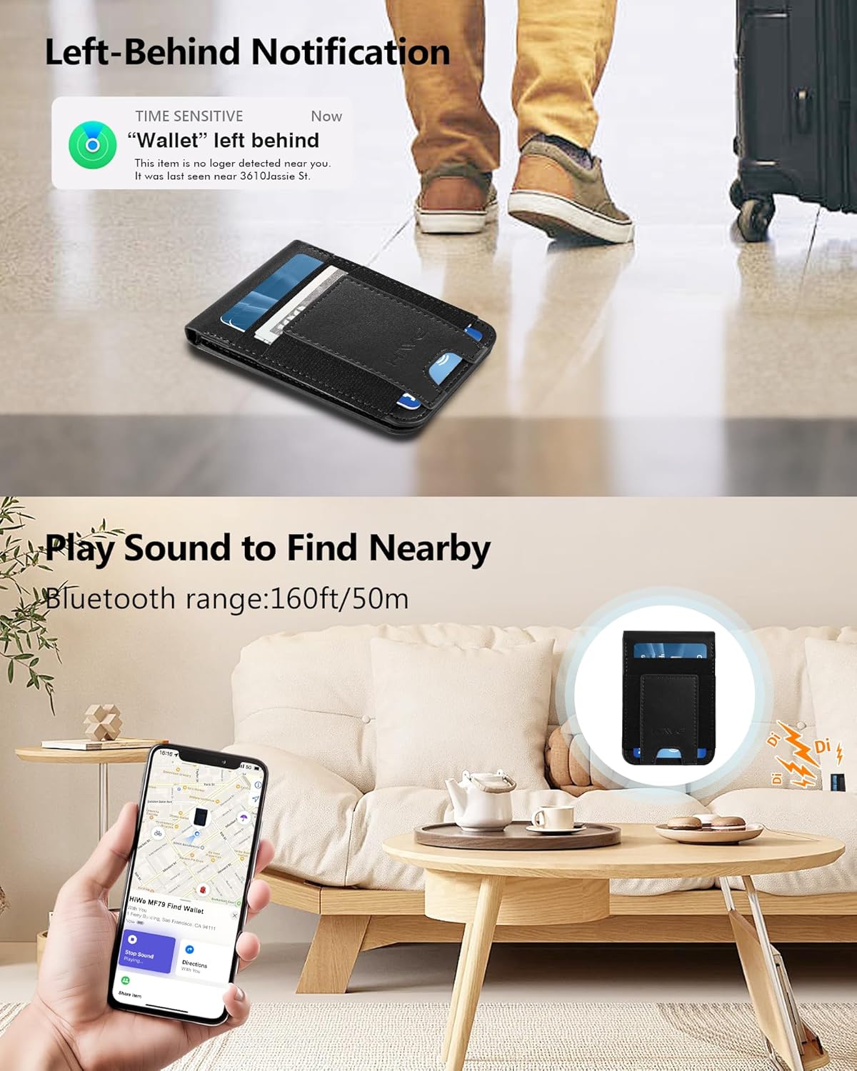 for MagSafe Wallet Stand with Money Clip, Anti-Lost Magnetic Wallet for iPhone 17/16/15/14/13/12 Series, Works with Apple Find My, 8 Cards Holder, Leather RFID for iPhone Wallets, Black