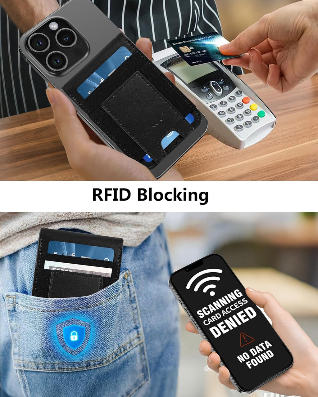 for MagSafe Wallet Stand with Money Clip, Anti-Lost Magnetic Wallet for iPhone 17/16/15/14/13/12 Series, Works with Apple Find My, 8 Cards Holder, Leather RFID for iPhone Wallets, Black