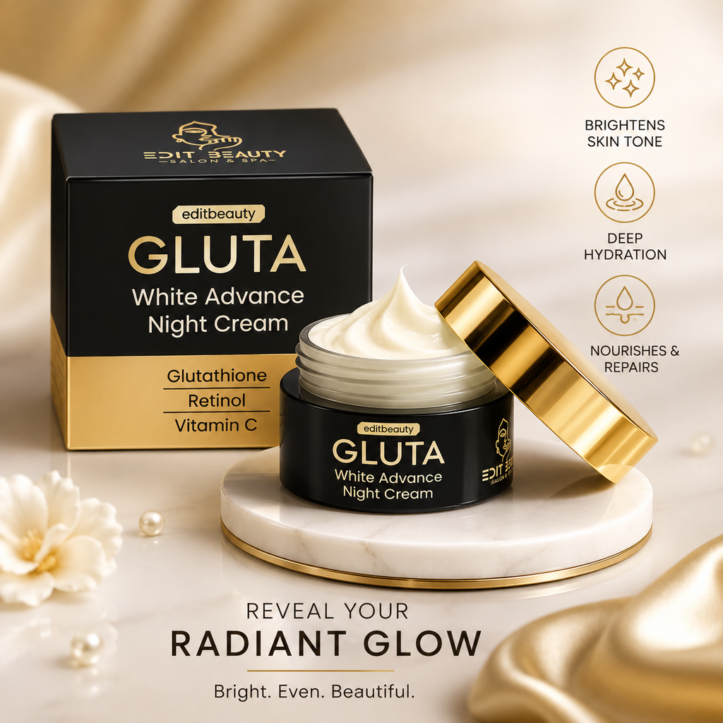 Edit Beauty | GlutaWhite Advance Night Cream – 30g | Hydrating & Whitening Night Cream with Hyaluronic Acid & Niacinamide - Natural Glow In 22 Days