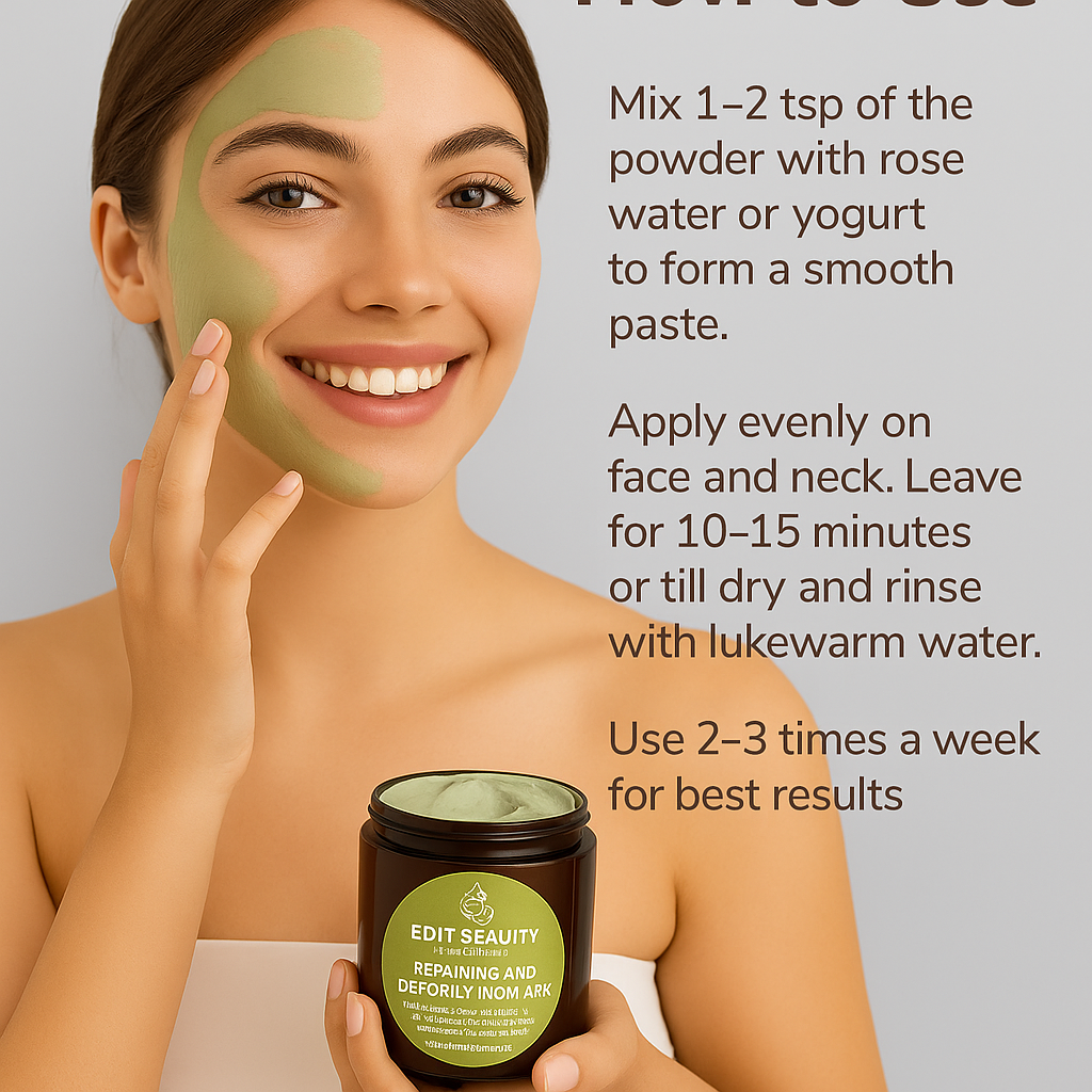 Edit Beauty - 100% Organic Moroccan Face Mask (100g) Made in UAE | Lab Tested | Acne-Free | Skin Detox | Natural Glow