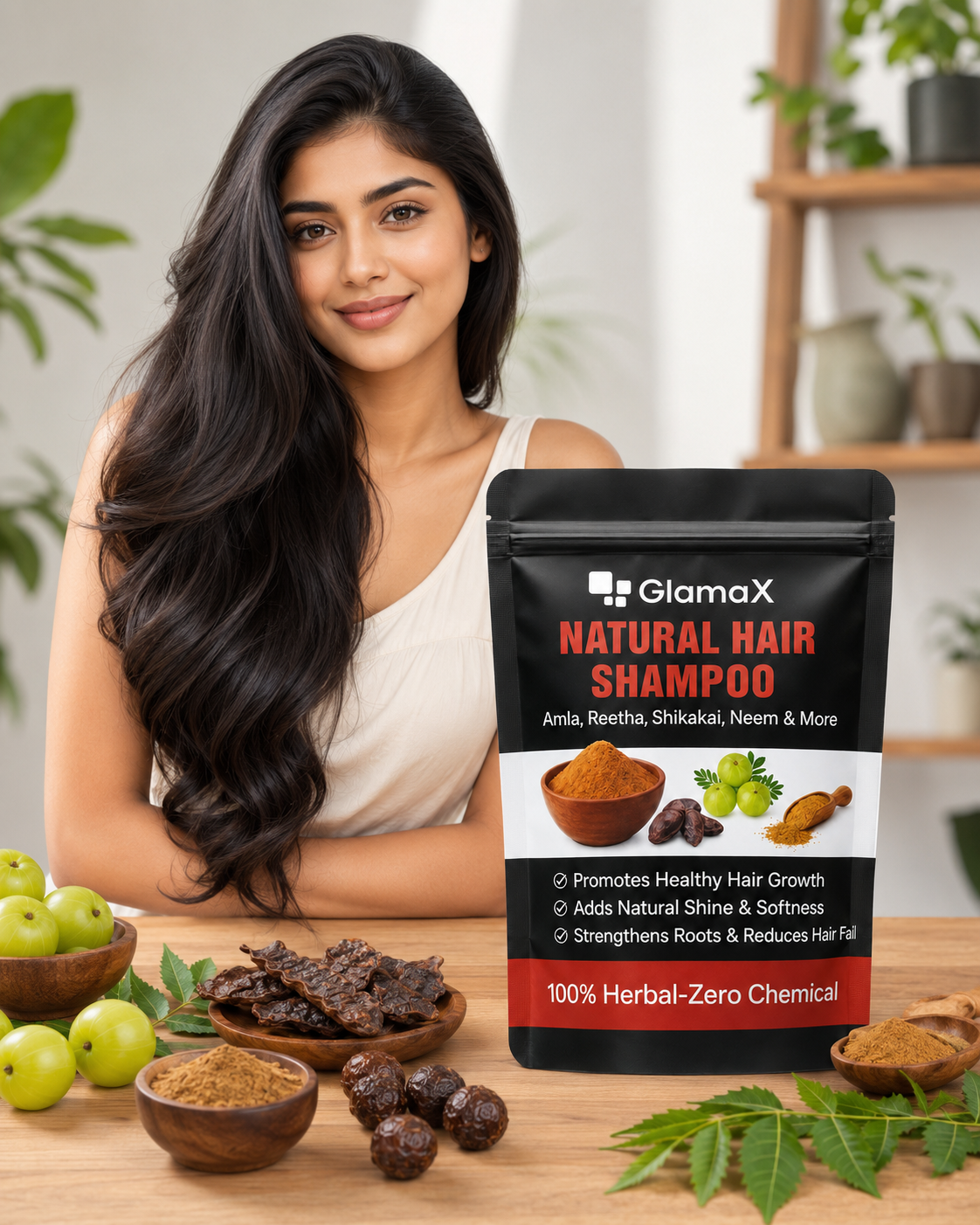 GlamaX Natural Hair Shampoo Powder – Herbal Hair Cleanser