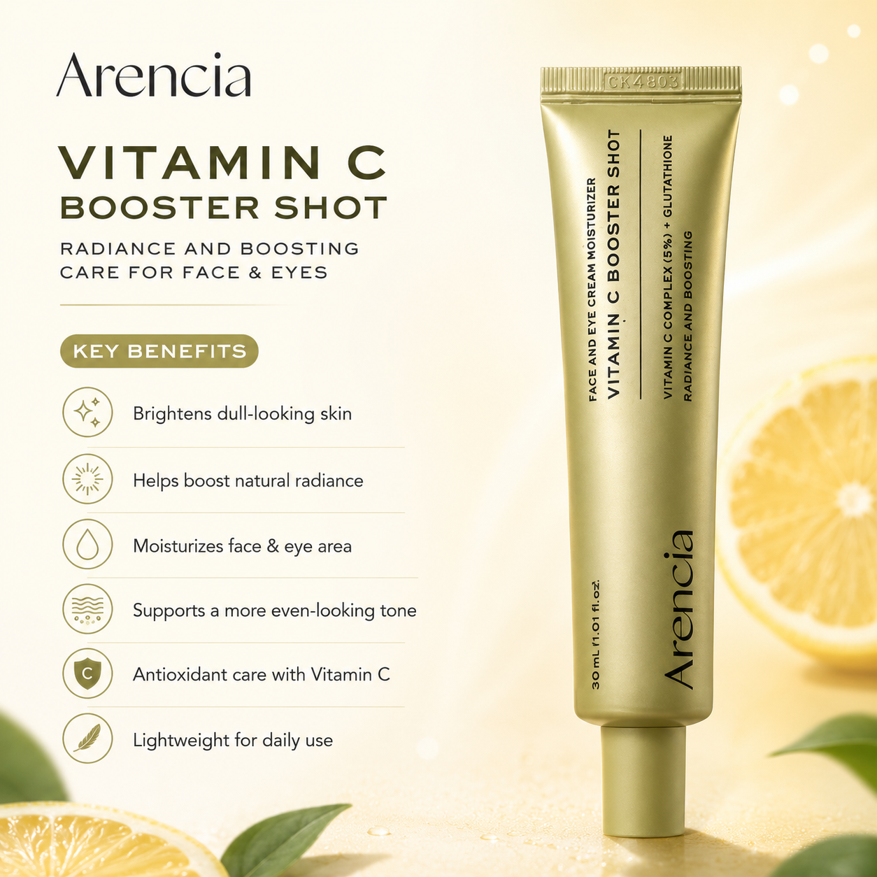 Arencia Vitamin C Booster Shot Face & Eye Cream Moisturizer – 30ml