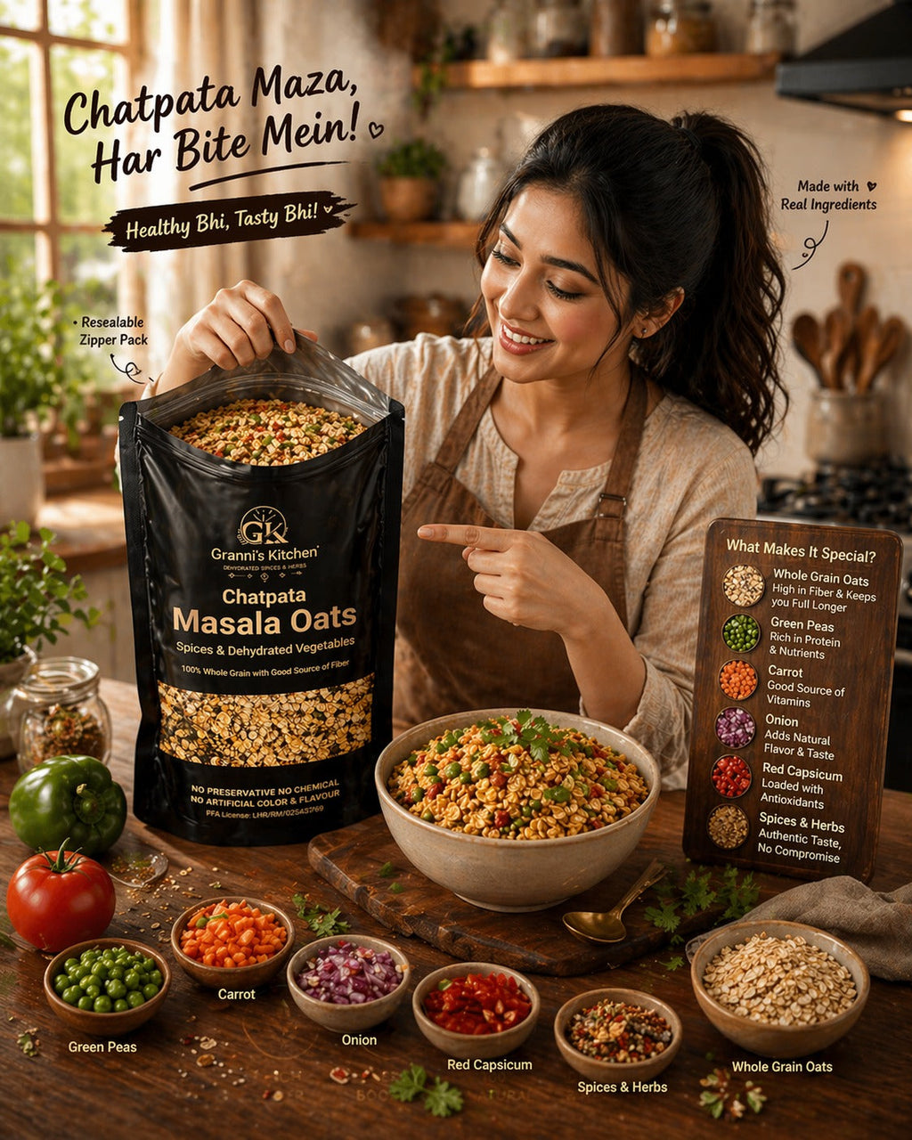 Chatpata Masala Oats – High Fiber Spicy Breakfast Mix | 100% Natural & Energy Booster