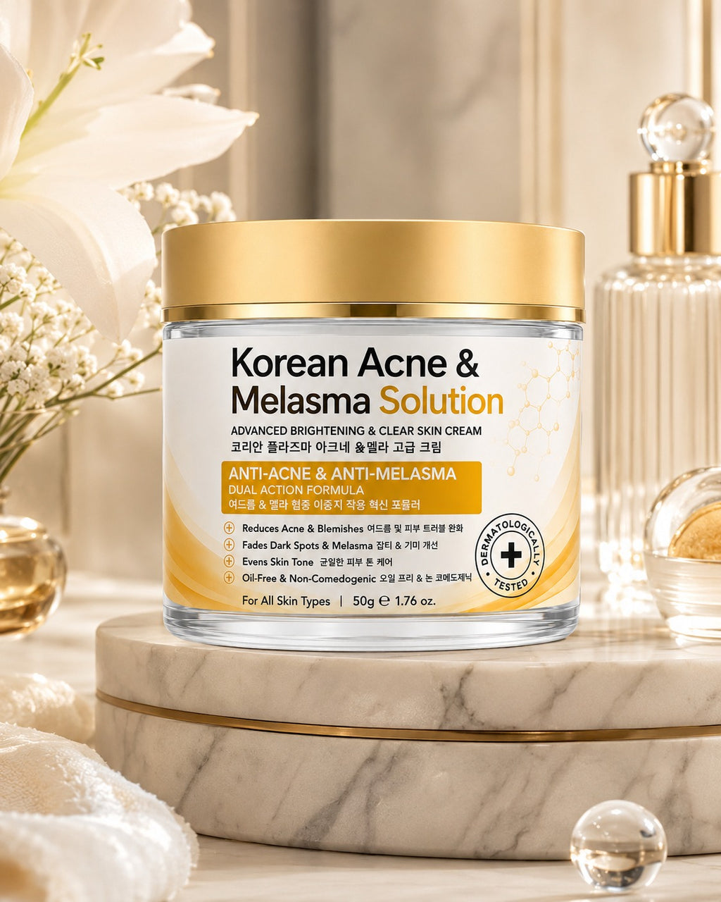 Korean Acne & Melasma Solution Cream – Advanced Brightening & Clear Skin Formula