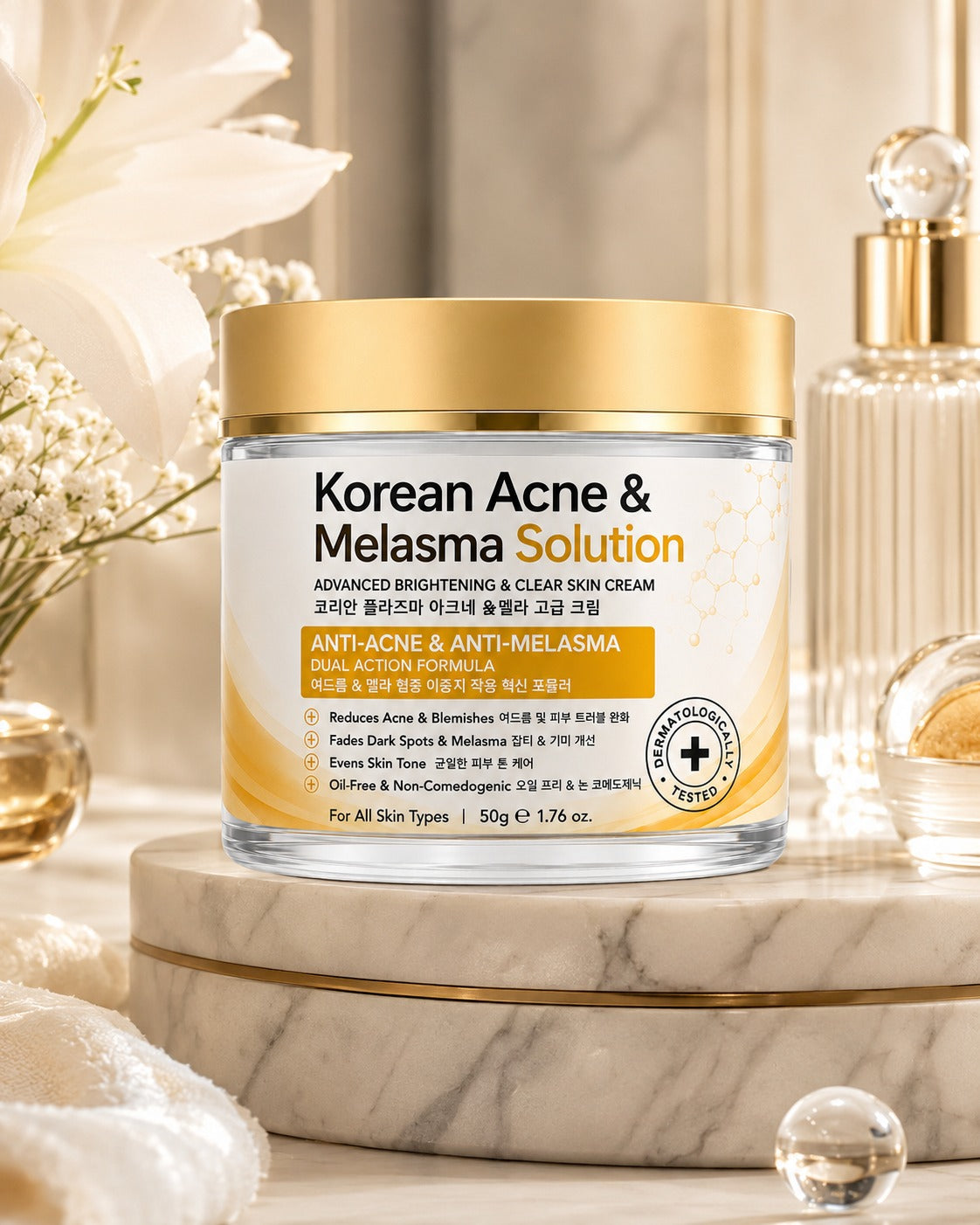 Korean Acne & Melasma Solution Cream – Advanced Brightening & Clear Skin Formula