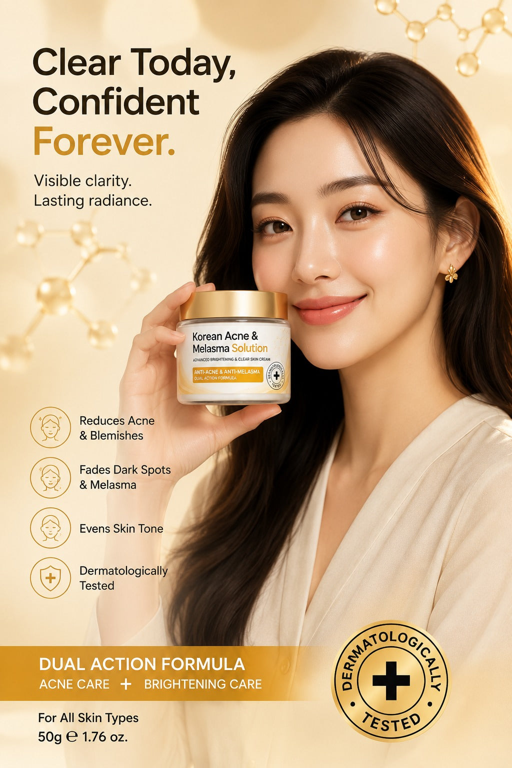 Korean Acne & Melasma Solution Cream – Advanced Brightening & Clear Skin Formula