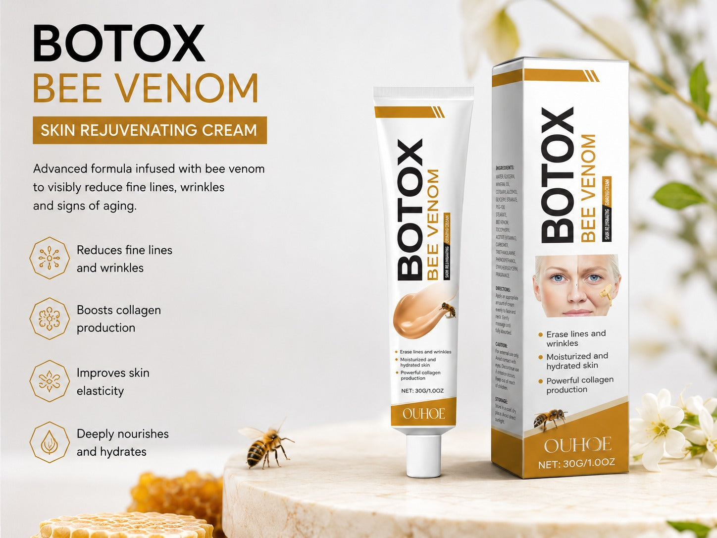 Bee Venom Rejuvenating Cream – Anti-Wrinkle, Firming & Deep Hydration Face Cream | 30g