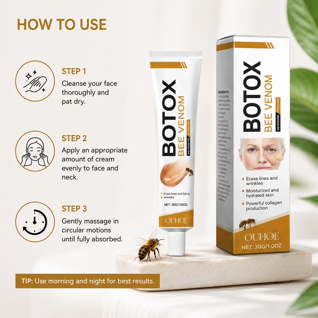 Bee Venom Rejuvenating Cream – Anti-Wrinkle, Firming & Deep Hydration Face Cream | 30g