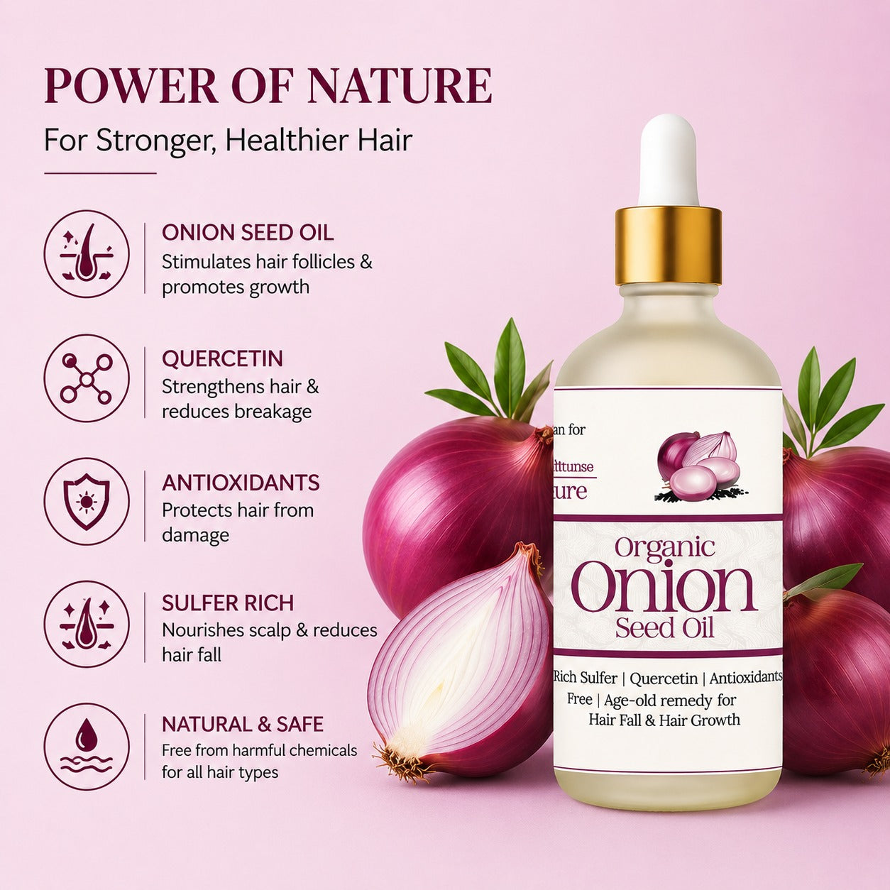 Champi Organic Onion Seed Hair Oil – Nourishing Oil for Hair Fall Care, Strong Roots & Healthy-Looking Hair