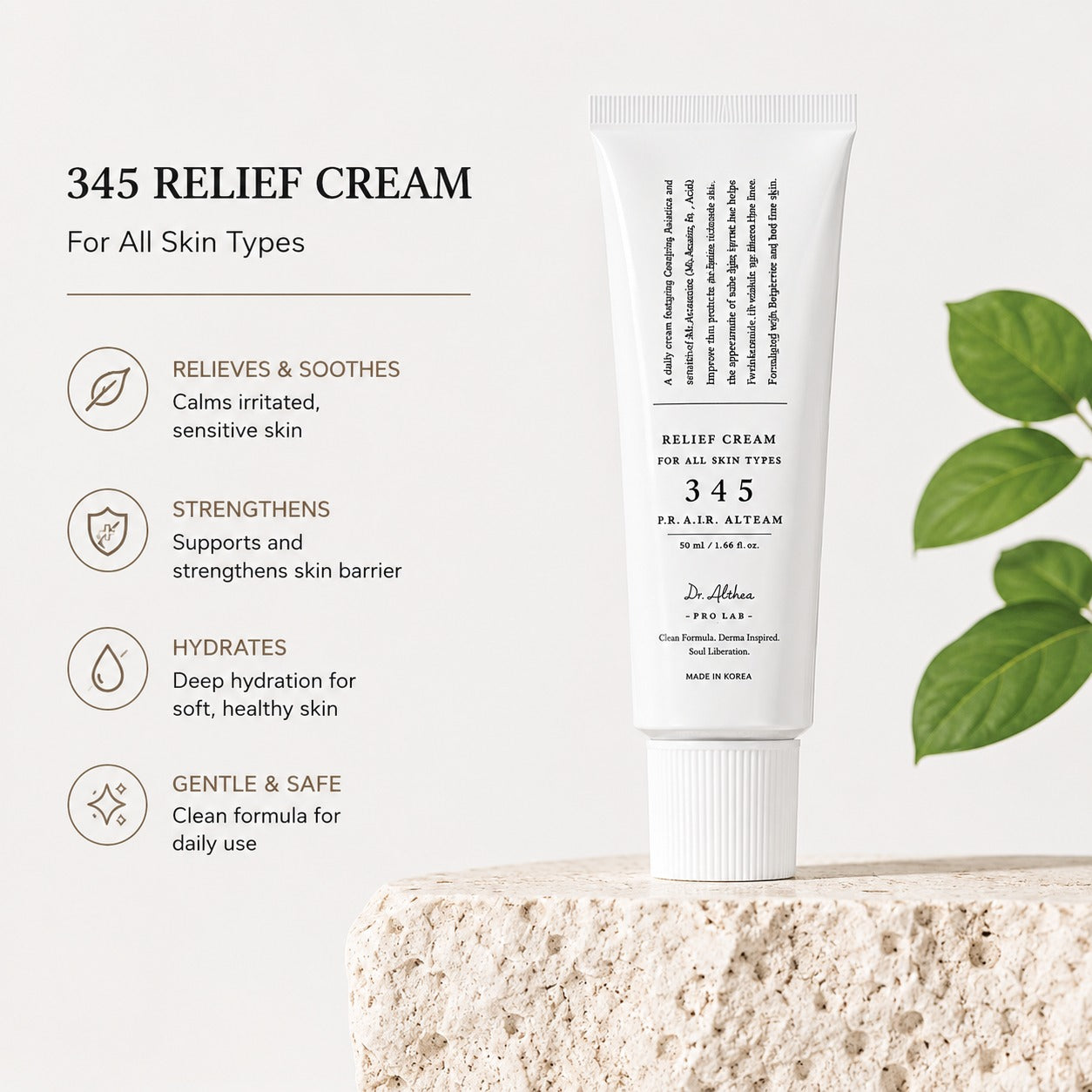 Dr. Althea 345 Relief Cream 50ml – Soothing & Hydrating Korean Moisturizer for Sensitive Skin